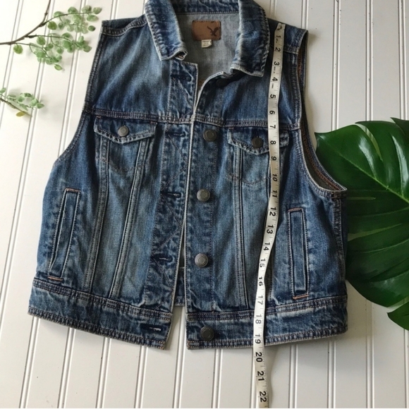American Eagle Denim Jean Vest - M Blue - Picture 3 of 7